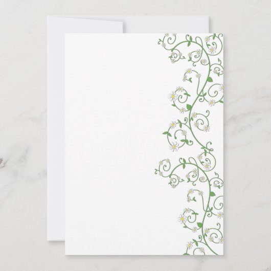 白色開花つる植物シャワー招待状フラットカード (裏面)