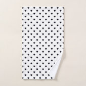 白色黒ハート模様浴室用タオル バスタオルセット (ハンドタオル)