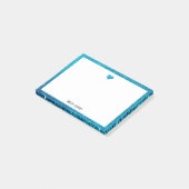 白色(ティール（緑がかった色）グリッターハート縁ど付き、名称つき) ポストイット (アングル)