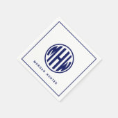 白色 ネイビー サークル モノグラム フォント DIY バッグ スタンダードカクテルナプキン (角)