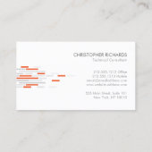 白色、灰色、オレンジ色のテクニカルパターン 名刺 (裏面)