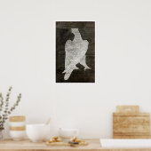 白色《鳥》ハヤブサ- 1644 ポスター (キッチン)