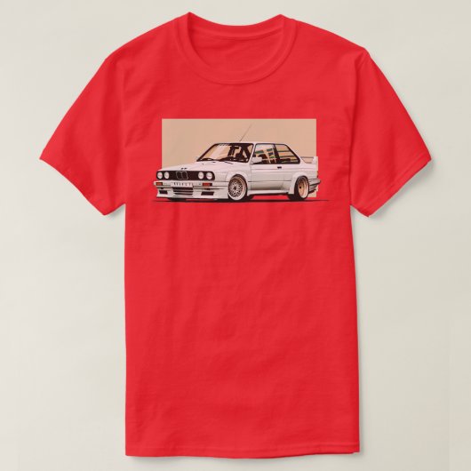 白色bmw m3 e30 tシャツ (デザイン正面)