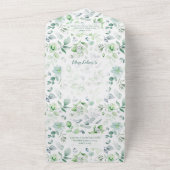 白色QRコード上の水彩緑 オールインワン招待状 (外側)