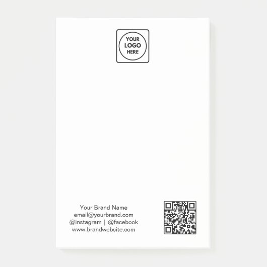 白色QR | ビジネスミニマルロゴデザイン ポストイット (正面)