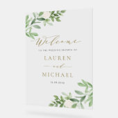 白花と緑のウェディングシャワー アクリルサイン (傾斜)