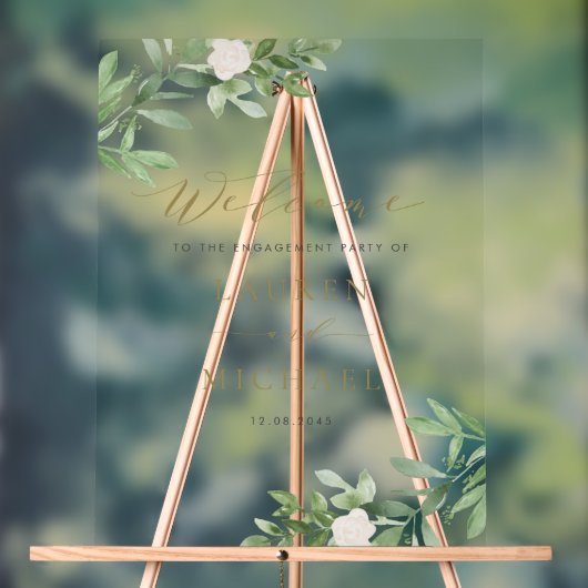 白花と緑の婚約パーティ アクリルサイン (ニュートラル)
