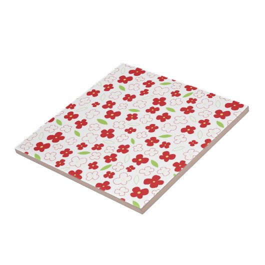 白花と赤花 タイル (側面)