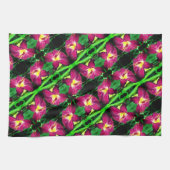 白花クローズアップ抽象芸術パターン キッチンタオル (横)