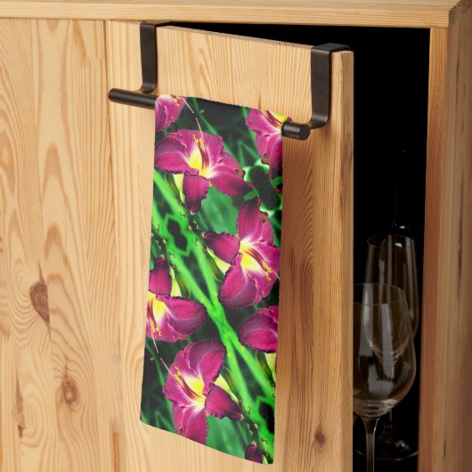 白花クローズアップ抽象芸術パターン キッチンタオル (三つ折り)