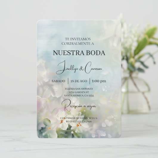 白花スペインの結婚式招待状 招待状 (スタンド正面)