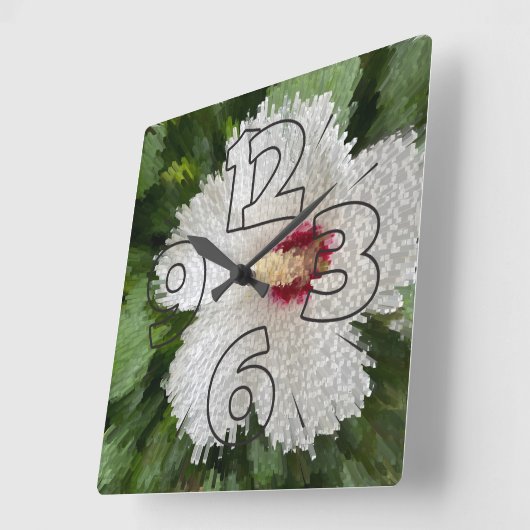 白花パズル スクエア壁時計 (傾斜)