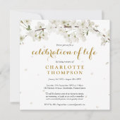 白花フローラ葬儀お祝い 招待状 (正面)