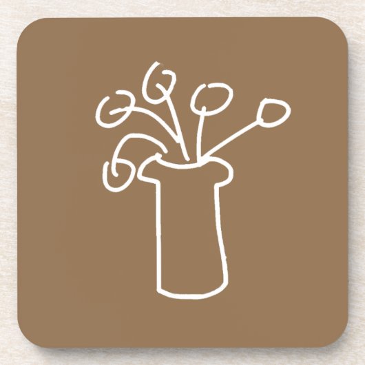 白花モダンシンプル輪郭 コースター (正面)