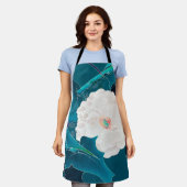 白花日本のデザイン エプロン (着用した状態)