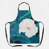 白花日本のデザイン エプロン (正面)