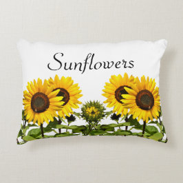白花柄のひまわりクッション アクセントクッション