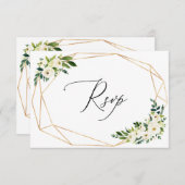 白花模様のRSVPカードの結婚一覧 出欠カード (正面/裏面)