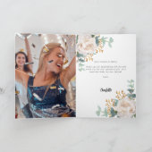 白花模様ユーカリの緑の写真誕生日 サンキューカード (内部)