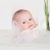 白花模様ユーカリ十字写真バプテスマ サンキューカード (裏面)