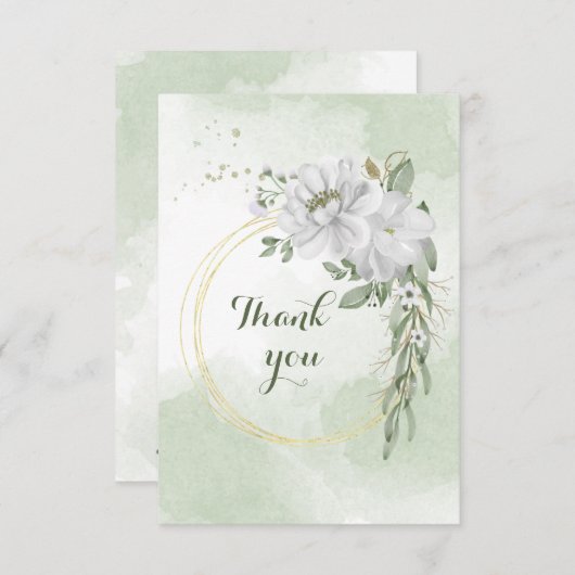 白花緑金ゴールドリースサンキューカード サンキューカード (正面/裏面)