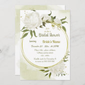 白花緑金ゴールドリースブライダルシャワー 招待状 (正面/裏面)
