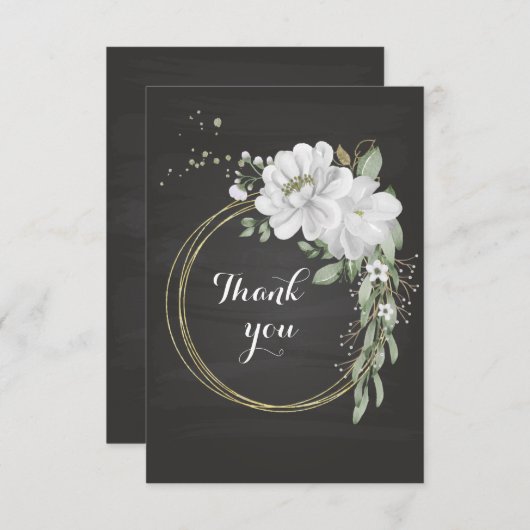 白花緑金ゴールドリース サンキューカード (正面/裏面)