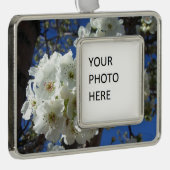 白花観賞用ナシの木 シルバープレートフレームオーナメント (右)