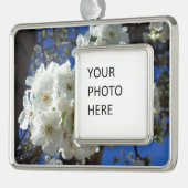 白花観賞用ナシの木 シルバープレートフレームオーナメント (左)