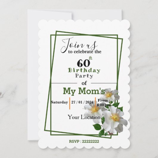 白花誕生日招待状 招待状 (正面)