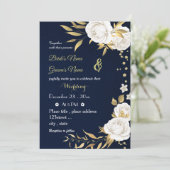 白花金ゴールド海軍結婚式招待状 招待状 (スタンド正面)