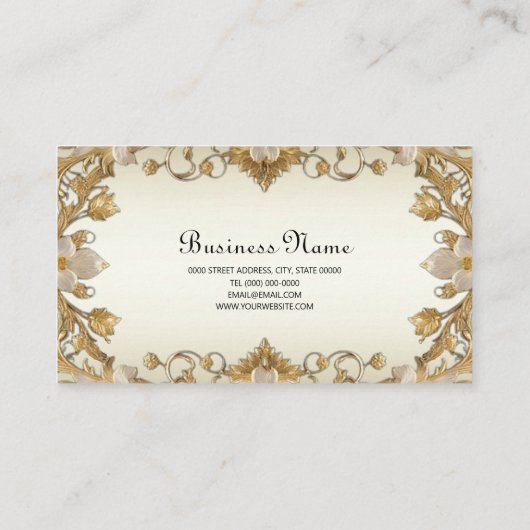 白花飾り金ゴールド名刺 名刺 (裏面)