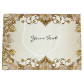 白花飾り金ゴールド抱き枕 ラージペーパーバッグ (正面)