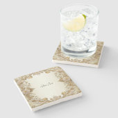 白花飾り金ゴールド石コースター ストーンコースター (横)