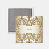 白花飾り金ゴールド磁石 マグネット (正面/裏面)