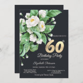 白花60誕生日 招待状 (正面/裏面)