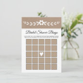 白花、素朴クラフト紙ブライダルビンゴカード エンクロージャーカード (スタンド正面)