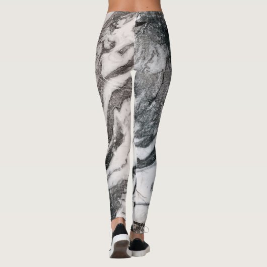 白芸術的大理石フェイク模様 レギンス (裏面)