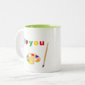 白芸術的数々の2色の文字とアートアイコン – ツートーンマグカップ (正面左)