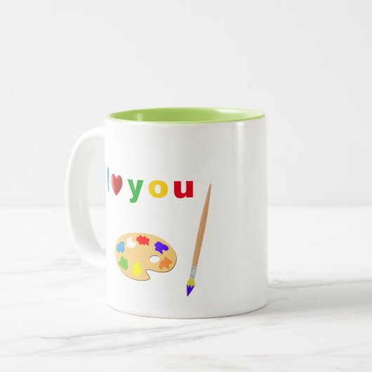 白芸術的数々の2色の文字とアートアイコン –  ツートーンマグカップ (正面左)