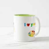 白芸術的数々の2色の文字とアートアイコン – ツートーンマグカップ (正面右)