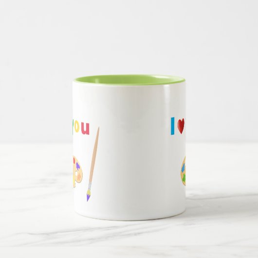 白芸術的数々の2色の文字とアートアイコン –  ツートーンマグカップ (中央)