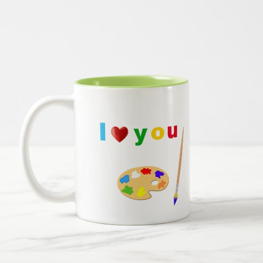 白芸術的数々の2色の文字とアートアイコン – ツートーンマグカップ (左)