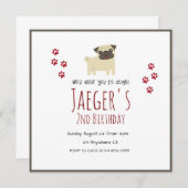 白茶色とブラウンのペットの誕生日パーティー招待状 招待状 (正面/裏面)