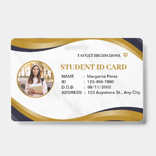 白茶色とブラウンの現代的な高校生のIDカード バッジ (Front)