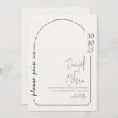 白茶色のシンプルな結婚式 招待状 (正面/裏面)