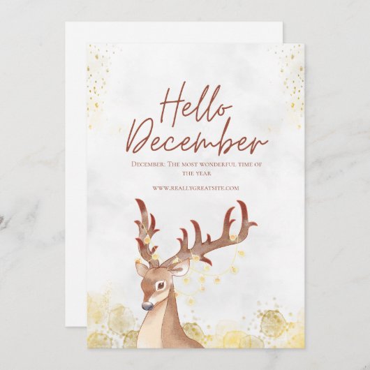 白茶色の水彩 ハロー・ディセンバー シーズンカード (正面/裏面)