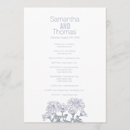 白菊の結婚式 プログラム (正面)