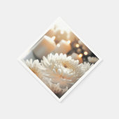 白菊の花とキャンドル スタンダードカクテルナプキン (角)