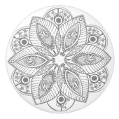 白華美とグレーの円レース セラミックノブ (正面)